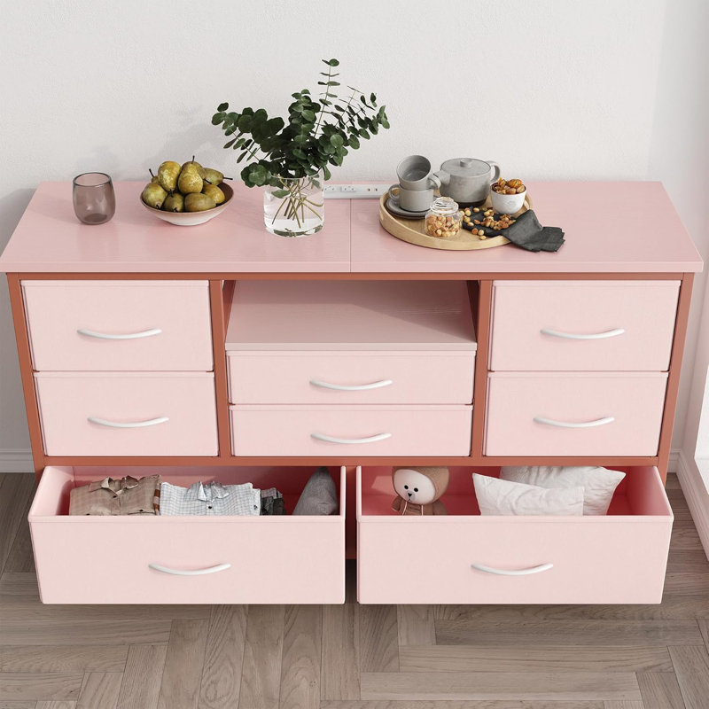 Commode 8 tiroirs Gracelee, Rose
