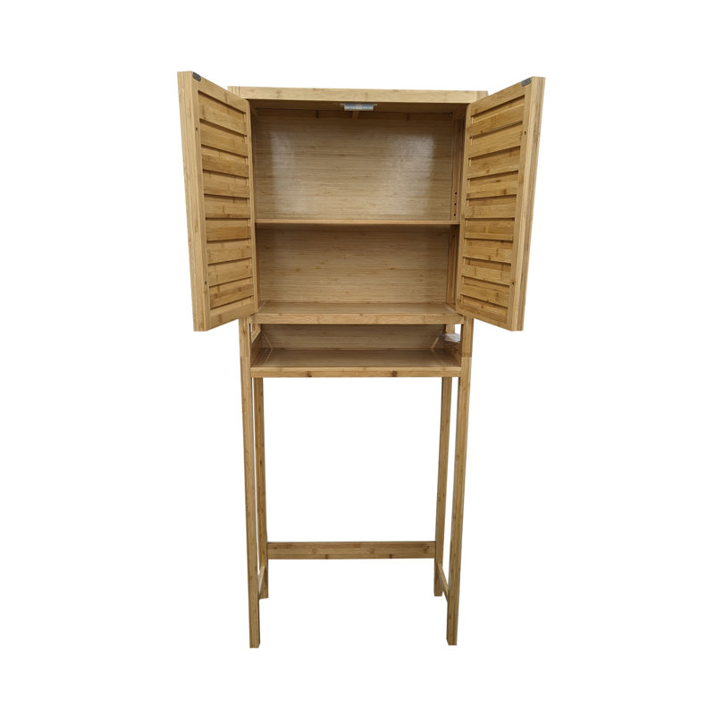 Rangement au-dessus de la toilette en bois massif l 26 po x H 65 po x P 10 po Mitch, Naturel