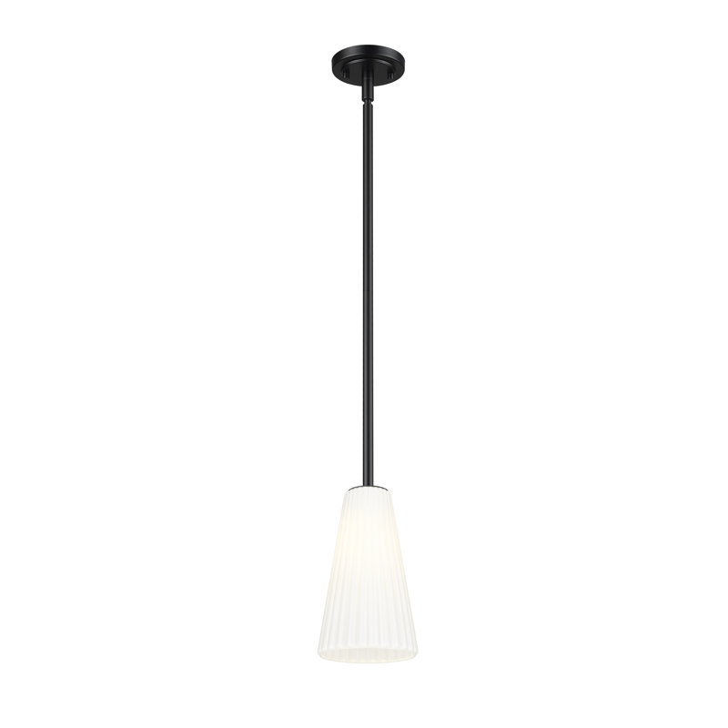 Luminaire suspendu moderne 1 lumière Tomy, H 56 po x l 6 po x P 6 po, Noir mat