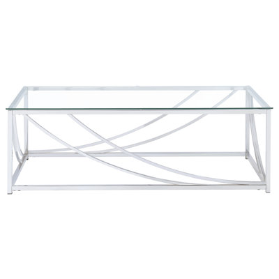 And Glass Rectangular Coffee Table With Metal Legs For Living Room - 17 In Height, 48.42 Width, 23.5 Depth, Contemporary Look, Easy Maintenance Sleek Supports Inches High, Wide, Deep, Minimalist