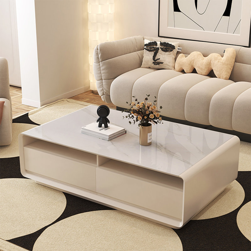 Rectangular storage rock slab coffee table, 15" H x 51.2" L x 27.6" W