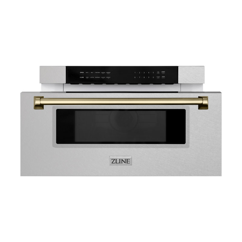 ZLINE Autograph Edition 30" 1.2 cu. ft. Built-In Microwave Drawer in Fingerprint Resistant Stainless Steel, Champagne Bronze