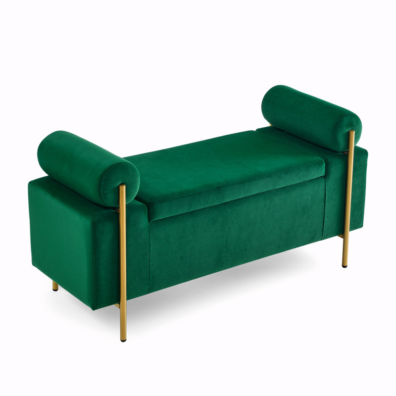 Ailsa Velvet Upholstered Storage Bench, Green