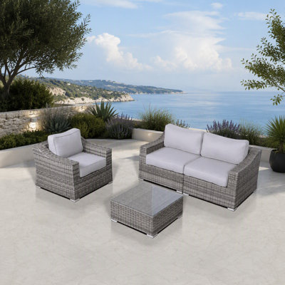 Fully Assembled Wicker 3-Person Seating Set With Cushions