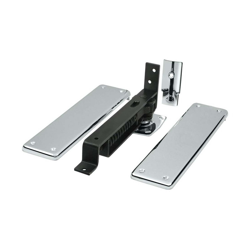 Charnière à ressort Deltana DASH95U26, double action avec plaques de recouvrement en laiton massif en chrome poli