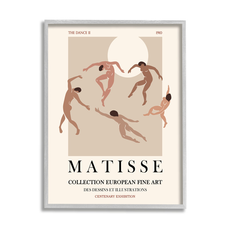 Dépliant Matisse Text Dancing People Neutral Tones, L 24 po x H 24 po, Estampe numérique Farmhouse