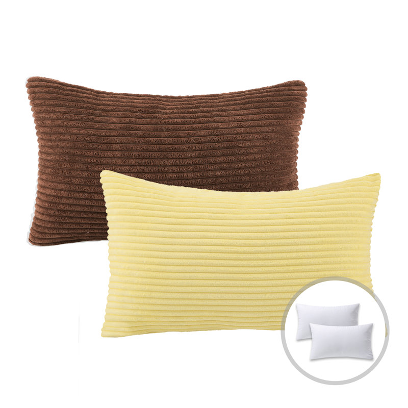 Throw Pillow Cover & Insert, Dark Coffee/Yellow, 12''H x 20''W