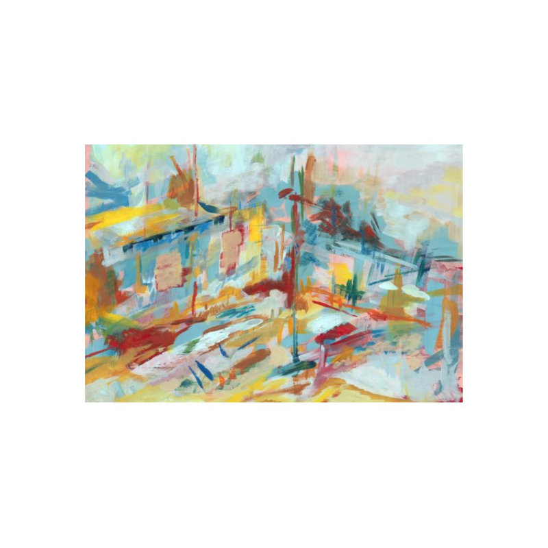 «Waterfalls» par Dylan Gray, peinture sur toile, H 36 po x l 53 po x P 1,5 po, Extérieur