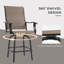 Ensemble de 2 tabourets de bar pivotants d'extérieur avec accoudoirs, chaises de patio à hauteur de bar, structure en acier, brun, pour balcon, bord de piscine, cour arrière | Idée de cadeau