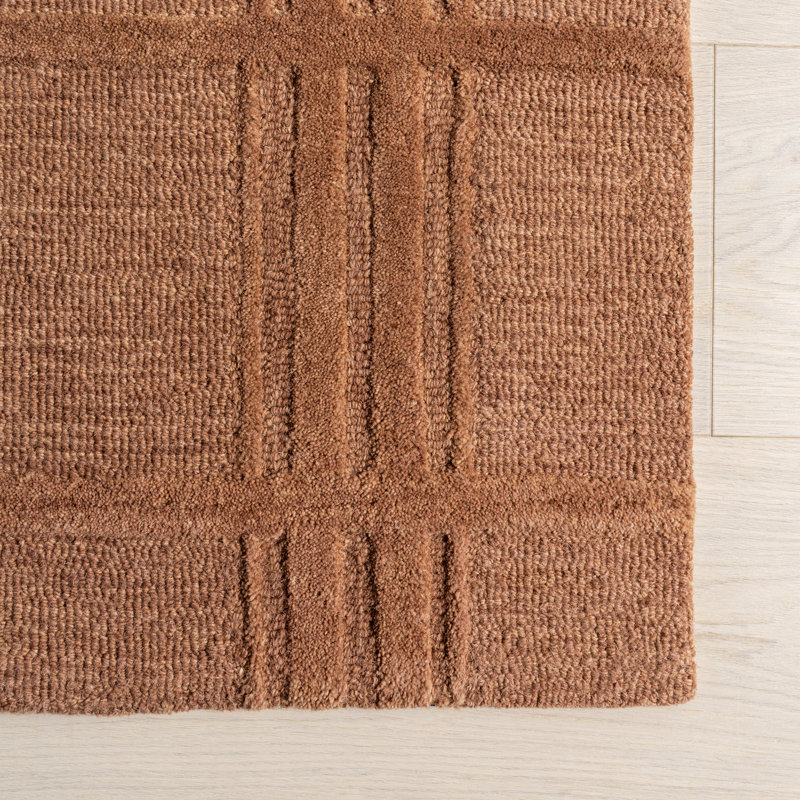 Mallory Rust Handmade Tufted Wool Plaid Area Rug 5' x 8'