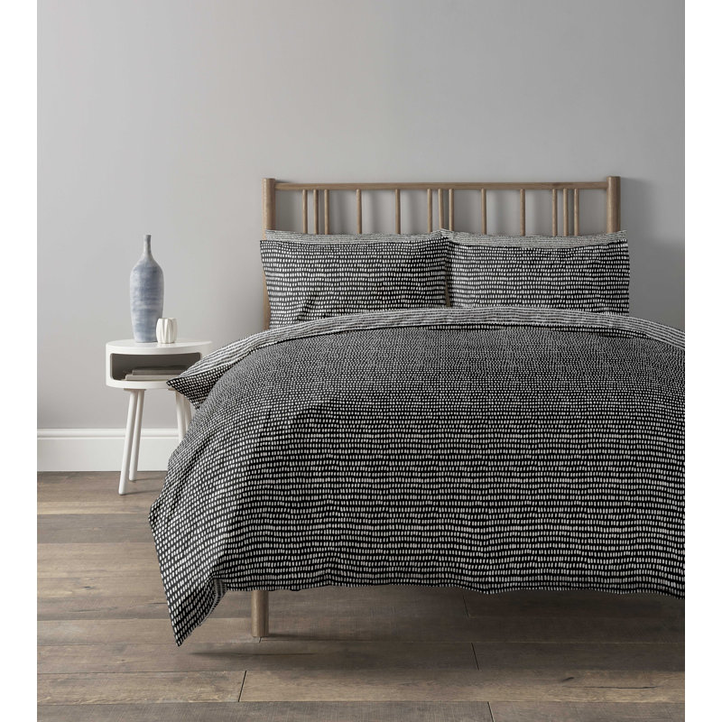 Harbai Black/White 132 TC Reversible Duvet Cover Set with Pillowcases Quilt Cover Soft and Breathable