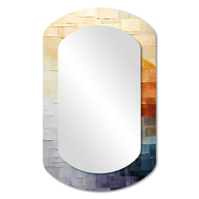 Minimalism Colors In Harmony - Rainbow Cylinder Wall Mirror, Traditional Asymmetrical Decorative Mirror, Printed Metal Art