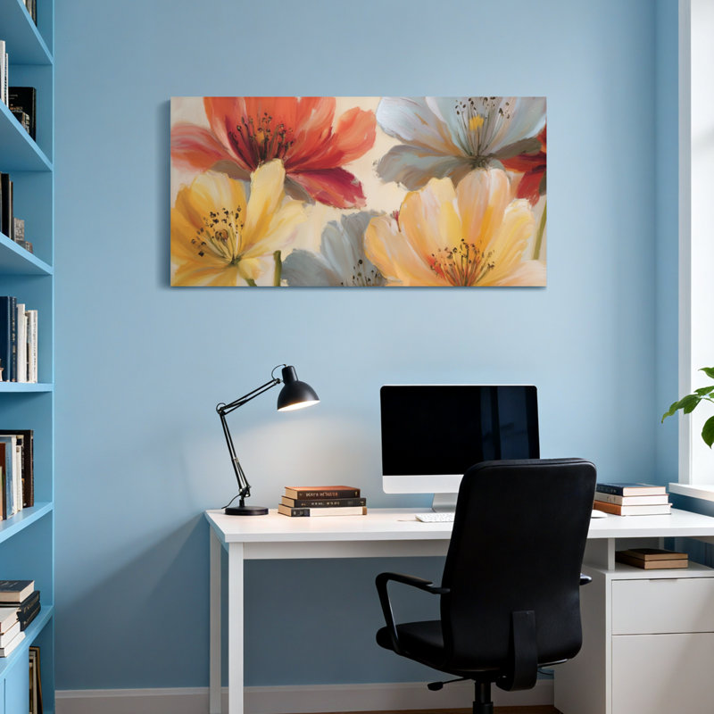 Plantes et fleurs, impression artistique sur toile, H 16 po x l 32 po
