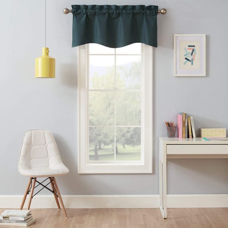 Teal Polyester Scalloped Rod Pocket Valance, 42" x 18"