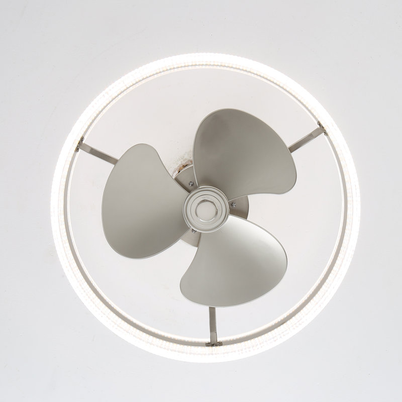 20'' Modern Nickel Drum Ceiling Fan With Light Kit And Remote Control