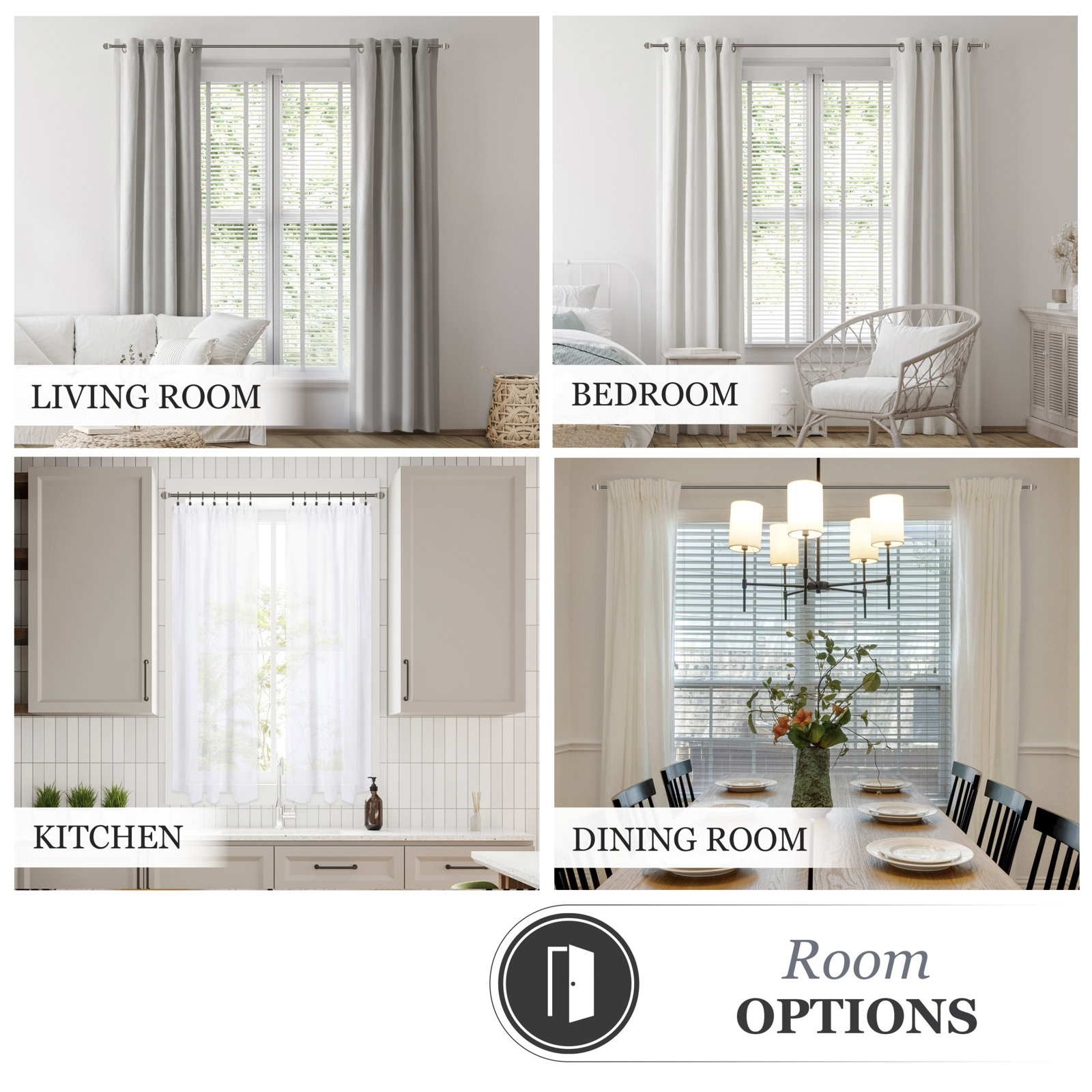 Berkley Kenney Beckett 5/8" Standard Decorative Window Curtain Rod, 28'' - 48'', Pewter