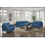 Contemporary Blue Fabric Upholstered Love Seat with Plush Cushions and Tufted Detail for Elegant Living Rooms