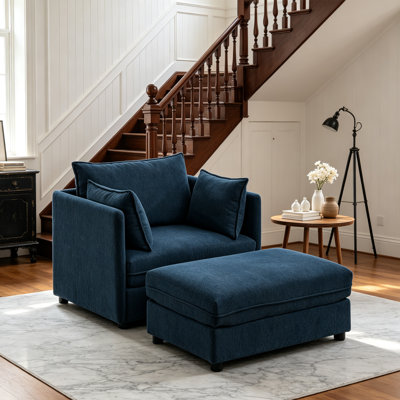 Fauteuil d'appoint surdimensionné de 40,7 po de large, fauteuil en chenille nuage avec repose-pieds
