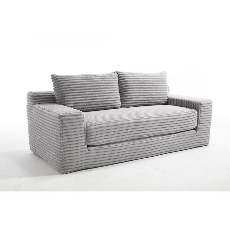 Canapé en L à mémoire de forme avec design convertible 2-en-1 pour le salon, aucun assemblage requis, Gris clair