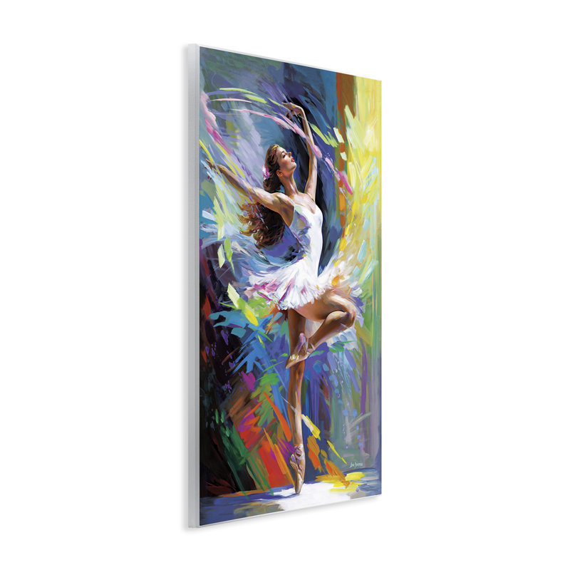  Art sur plaque de ballerine dansante aux couleurs vives par Leon Devenice, H 19 po x l 13 po