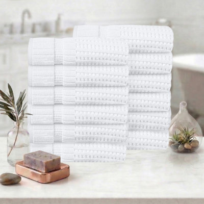 Ensemble de serviettes 12 pièces Willow - 100% coton peigné, qualité supérieure 630 g / m², blanc, ultra doux et très absorbant (12 serviettes de bain)