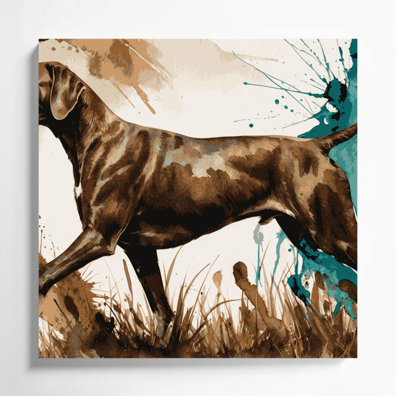 «Dogs Pointer», art mural sur toile beige, H 16 po x l 16 po