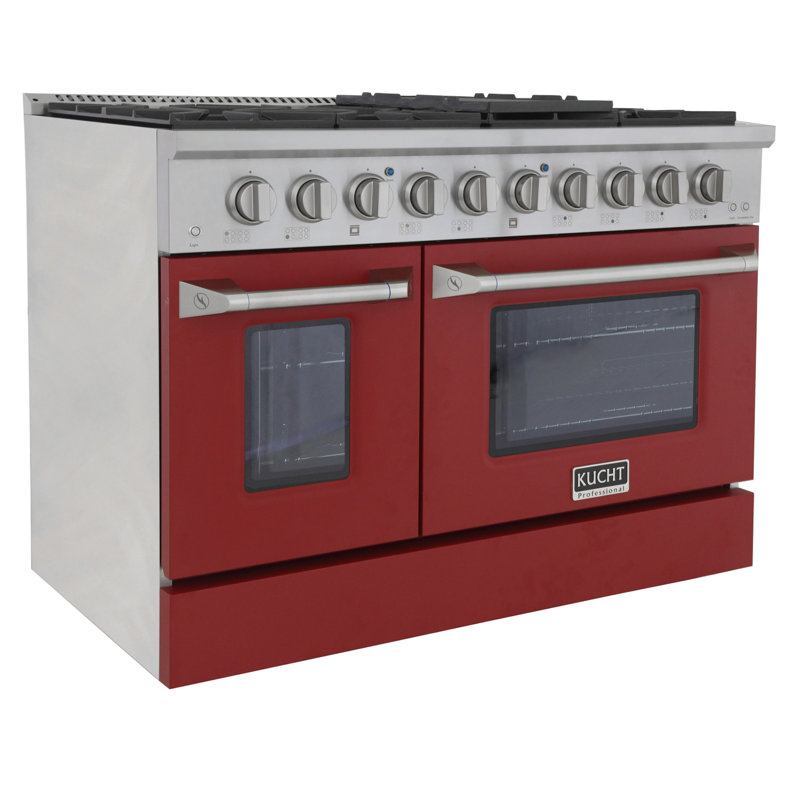 Kucht 48'' W Dual Fuel Range, Red, Liquid Propane
