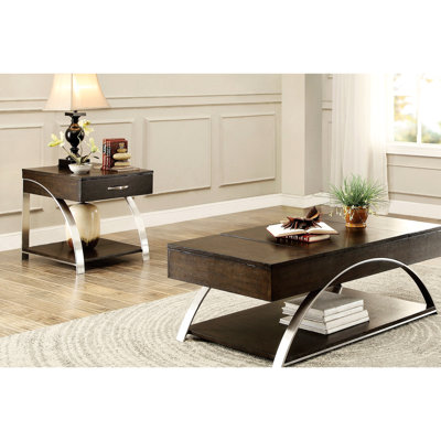 Table de bout de salon moderne avec tiroir et tablette inférieure, couleur, détails métalliques, tiroir supérieur