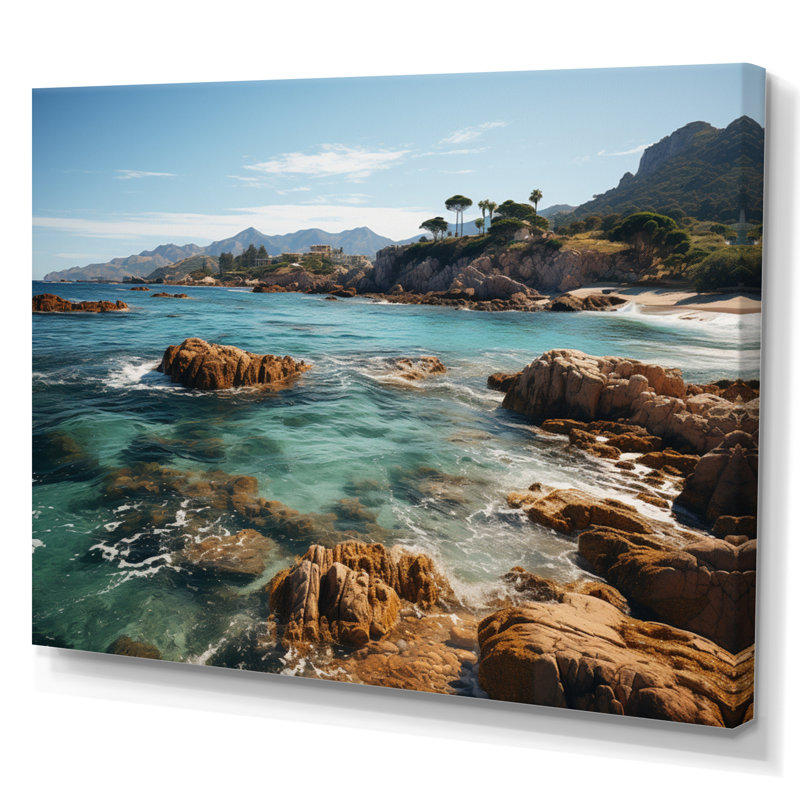 Blasdell, Espagne, côte d'azur, plage rocheuse I sur toile, H 16 po x l 32 po x P 1 po, Toile tendue