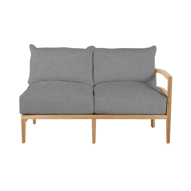 Canapé modulaire en teck Santa Barbara, Teck naturel, Pas de passepoil + bourre standard, Brume Verona