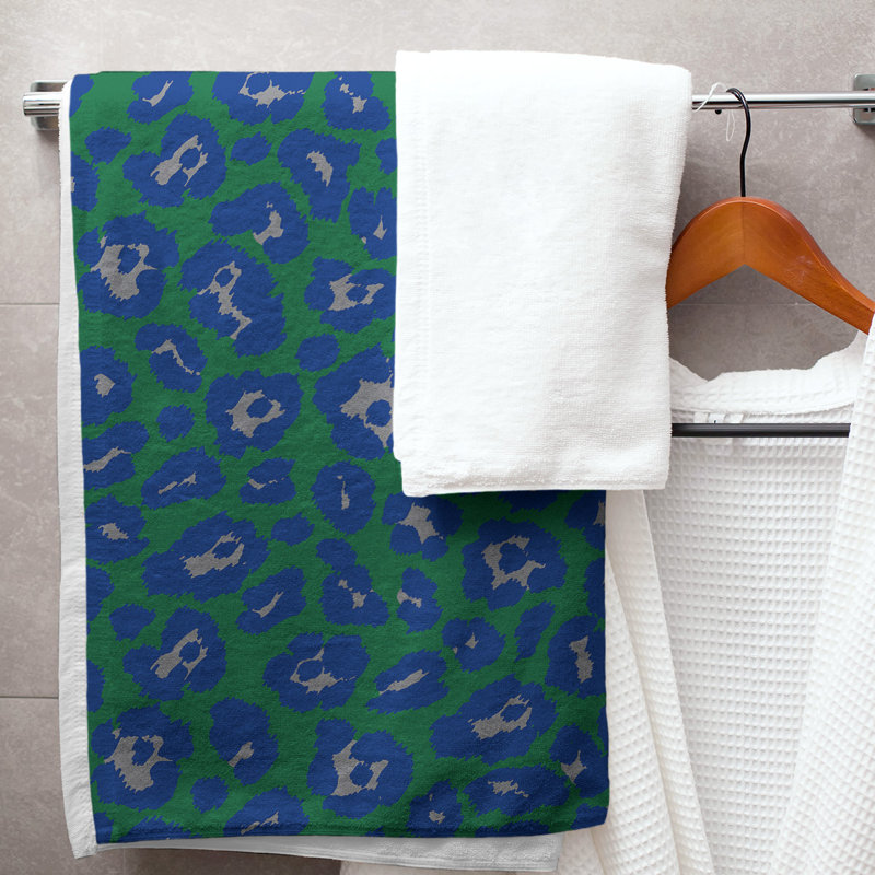 Serviette de bain Lucida, Mélange polyester-coton, Vert / argent / bleu