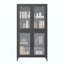 Armoire de rangement classique en métal avec 4 portes en verre et 4 tablettes avec armoire latérale pour bureau à domicile, cuisine, couloir plat, verre trempé plat