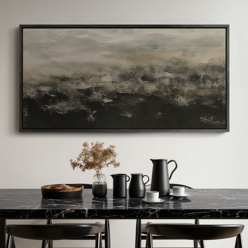 Très grand art mural rétro encadré pour art classique, H 30 po x l 60 po, Noir