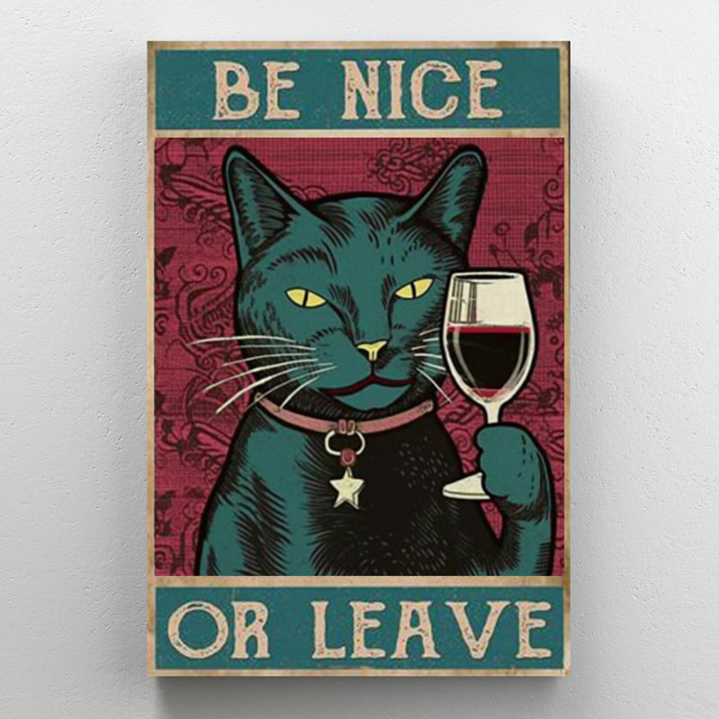 «Be Nice or let - 1 pièce, impression rectangulaire», H 36 po x l 24 po x P 1,25 po