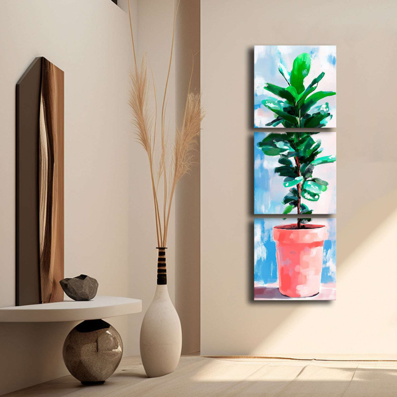 Superbe ensemble de 3 toiles décoratives, 100% toile, 17,7 po x 17,7 po chacune | Structure 100% pin, épaisseur: 0,1 pouce | Art mural parfait pour le salon, la chambre à coucher et le bureau, design accrocheur