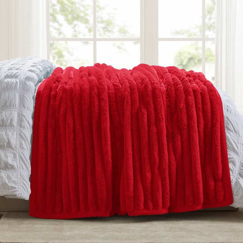 Couverture en super vison super doux réversible, Cerisier, 82 po x 108 po