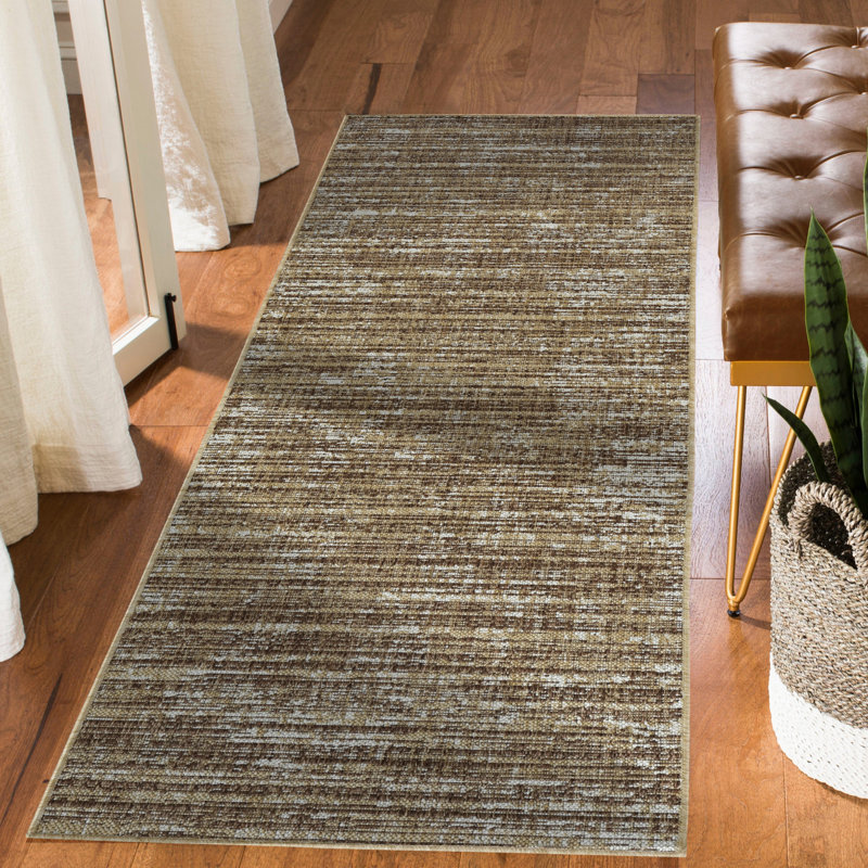 Tapis d'intérieur / extérieur contemporain à tissage plat, Tapis de couloir 2 pi 4 po x 8 pi