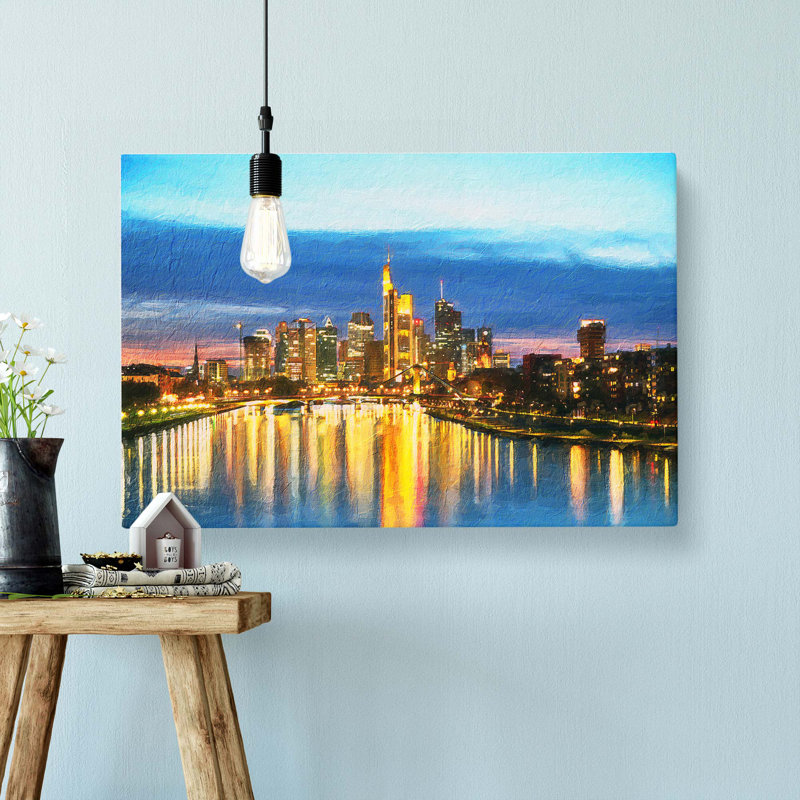 Reflections Of The Frankfurt Skyline - Wrapped Canvas Print, 35cm H x 50cm W x 3cm D