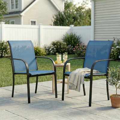 Ensemble de 2 fauteuils de salle à manger d'extérieur empilables en textilène pour patio