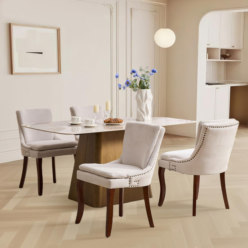 Ensemble de chaises de salle à manger Chenille, Beige