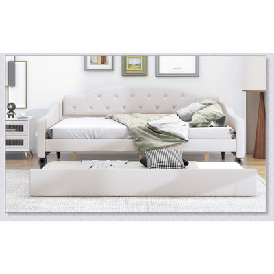 Upholstered Tufted Daybed With Trundle