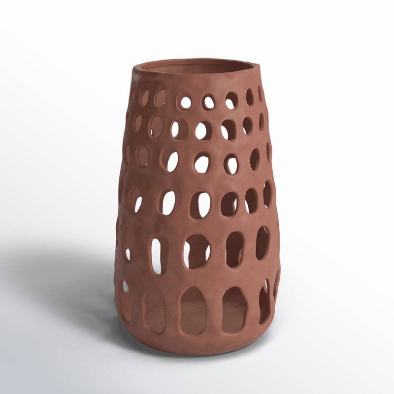 Ceramic Tabletop Lantern, 19" H x 12.25" W x 12.25" D