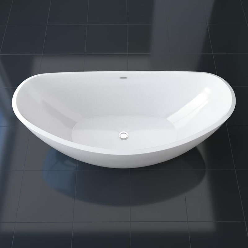 75" x 35" Freestanding Soaking Acrylic Bathtub
