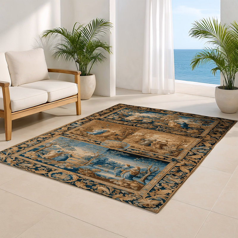 Tapis d'intérieur et d'extérieur brun français, Rectangulaire 2 pi x 3 pi