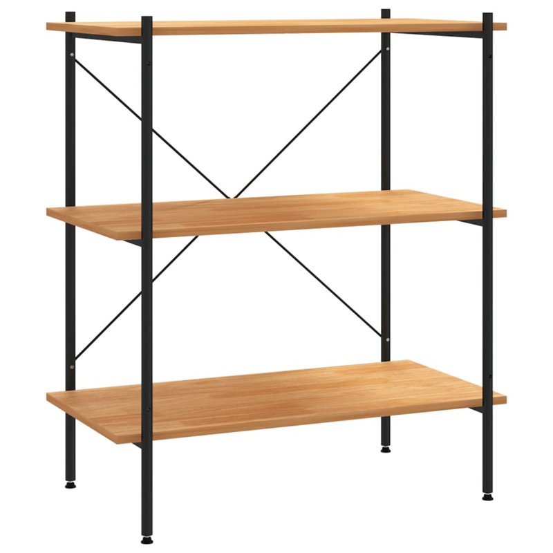 Luxton 80cm W Steel Shelving Unit, Black/Oak