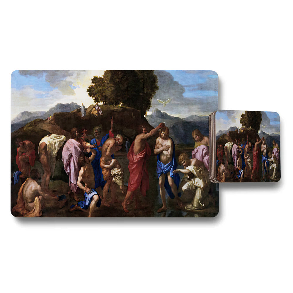 Placemat And Coaster Set Featuring Classic Religious Painting