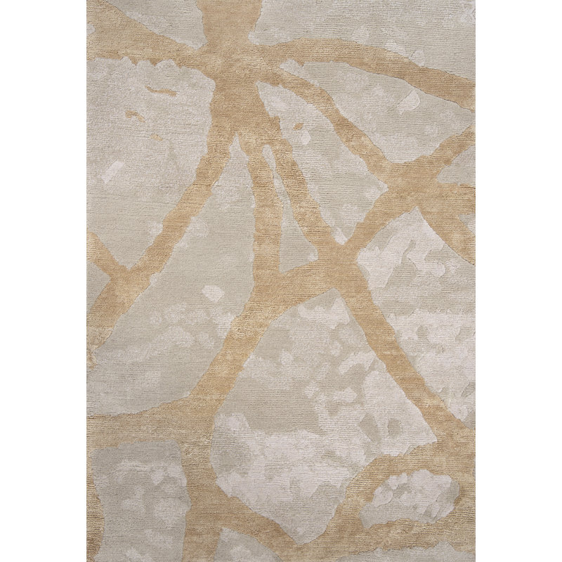 Contemporary Hand Knotted Stone Area Rug, Rectangle 3' x 5'