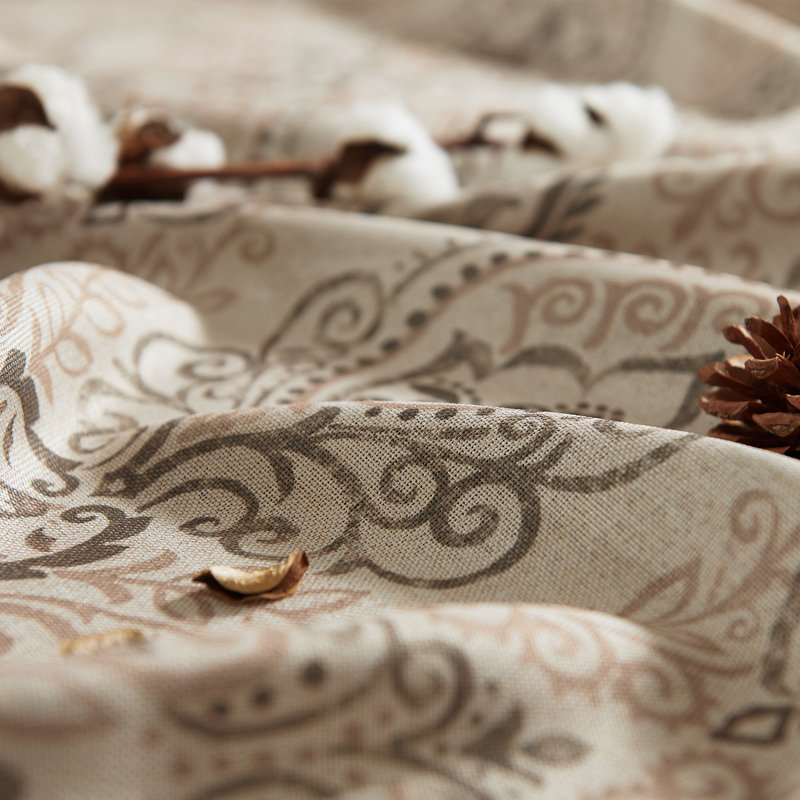 Vintage Damask Curtains Elegant Medallion Patterned Room Darkening Curtains for Bedroom Taupe on Greige, 50" W x 84" L, Taupe