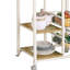Chariot de cuisine contemporain naturel brun et blanc, tablette spacieuse pour micro-ondes, rangement, fil, 4 tablettes d'appareils mobiles, mobile, moderne