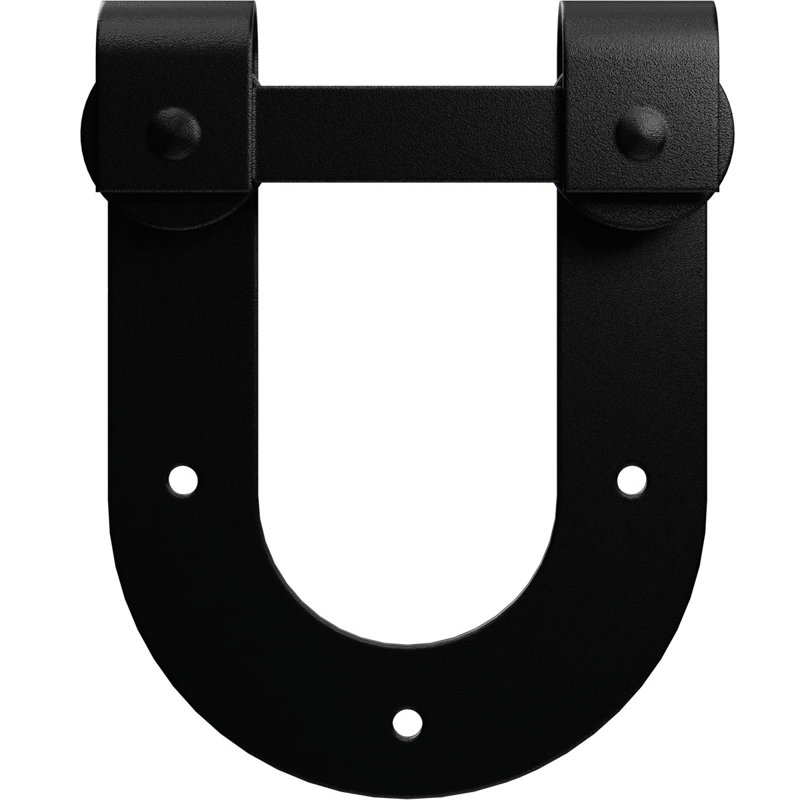 Ensemble de quincaillerie de porte de grange simple standard Premium Horseshoe Roller Hanger, Noir mat
